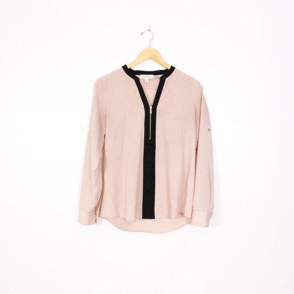 *Calvin Klein Women's Zip-Front Blouse Pink - Picture 3 of 6